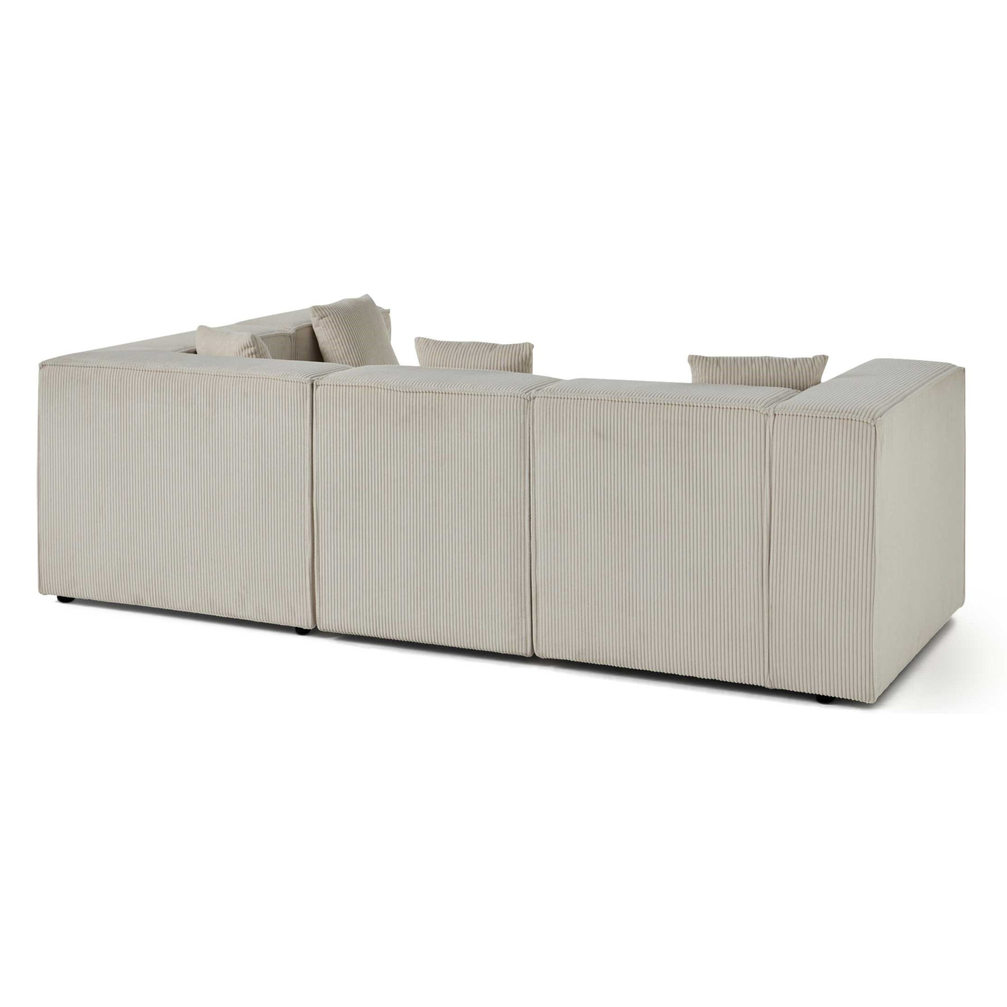 Arty - canapé modulable d'angle droit 5 places - en velours côtelé - Beige