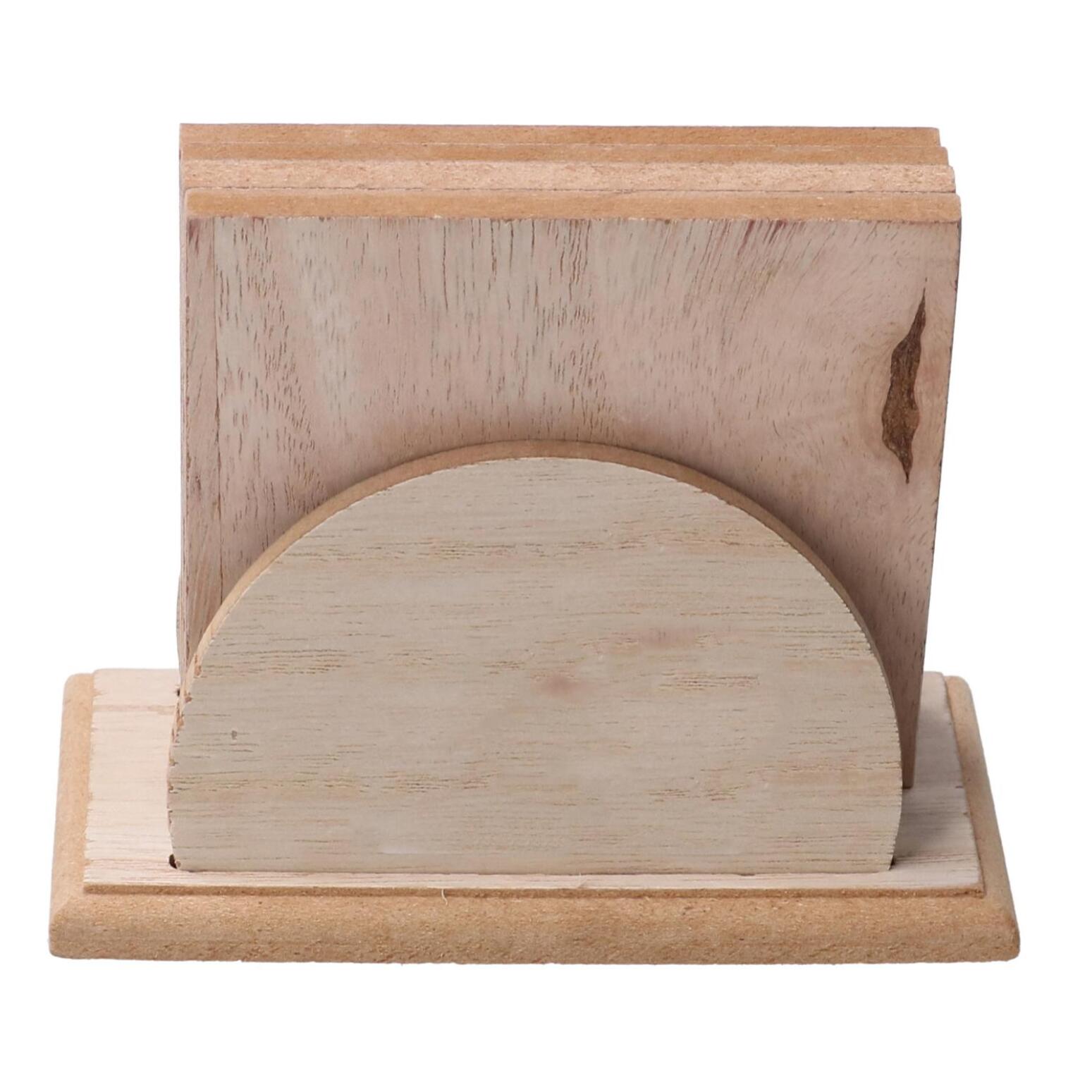 Sottobicchiere in legno set da 4 pezzi nero quadro cm13x7,5h11