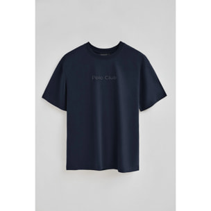 Camiseta azul marino de manga corta y logo engomado Polo Club
