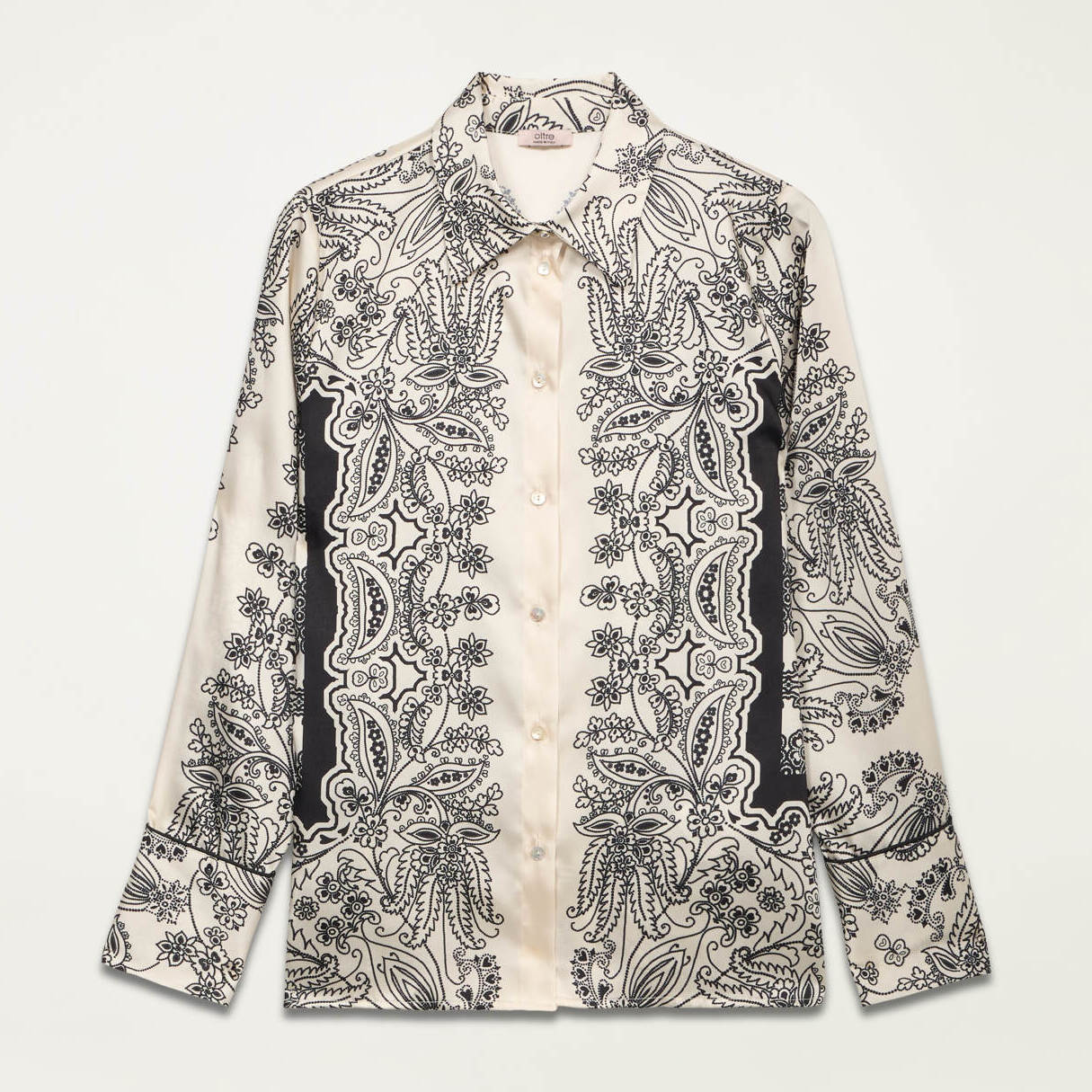 Oltre - Camicia in raso fantasia - Bianco