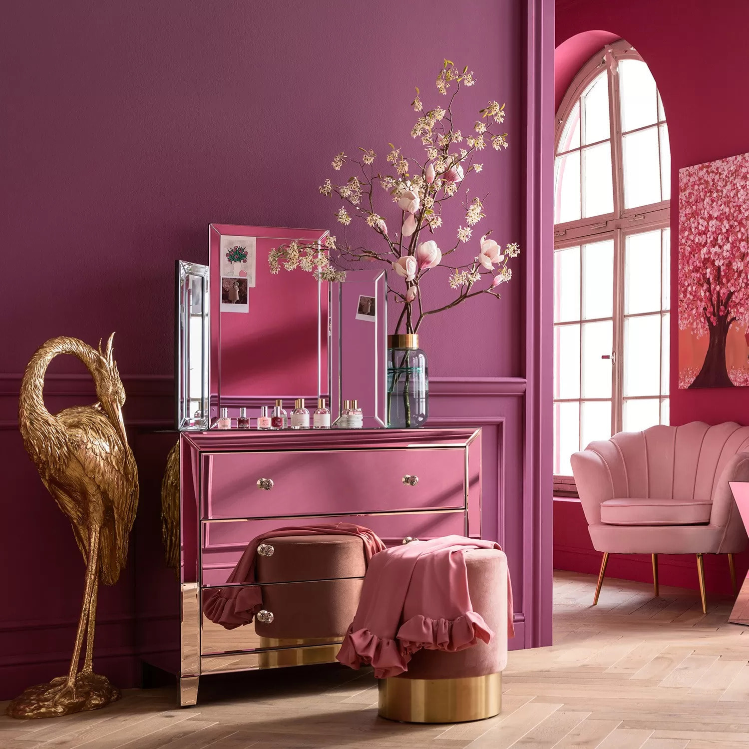 Commode Luxury champagne 3 tiroirs Kare Design