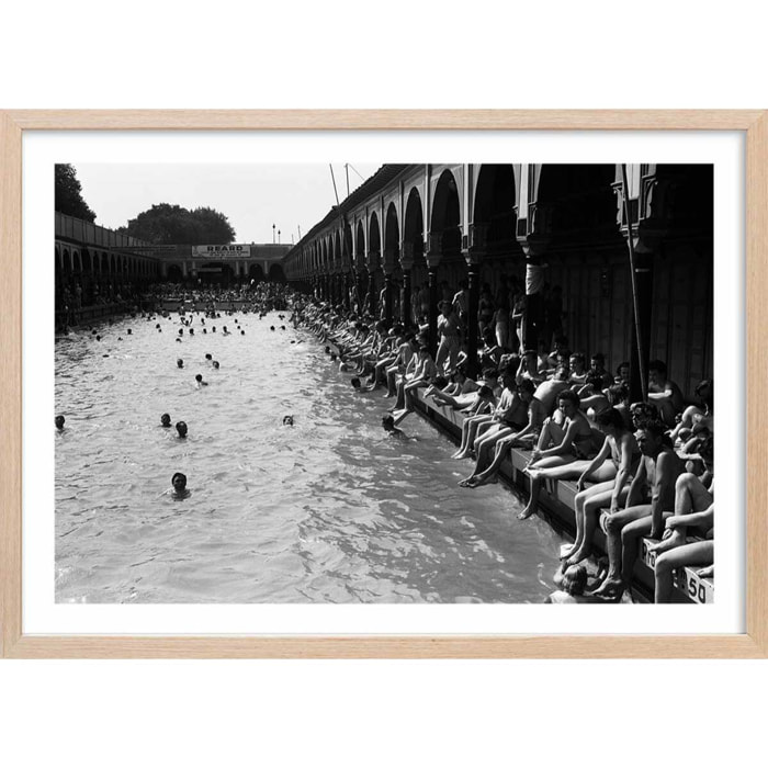 Affiche photo ancienne Piscine Deligny - Paris Affiche + cadre en bois - Chêne