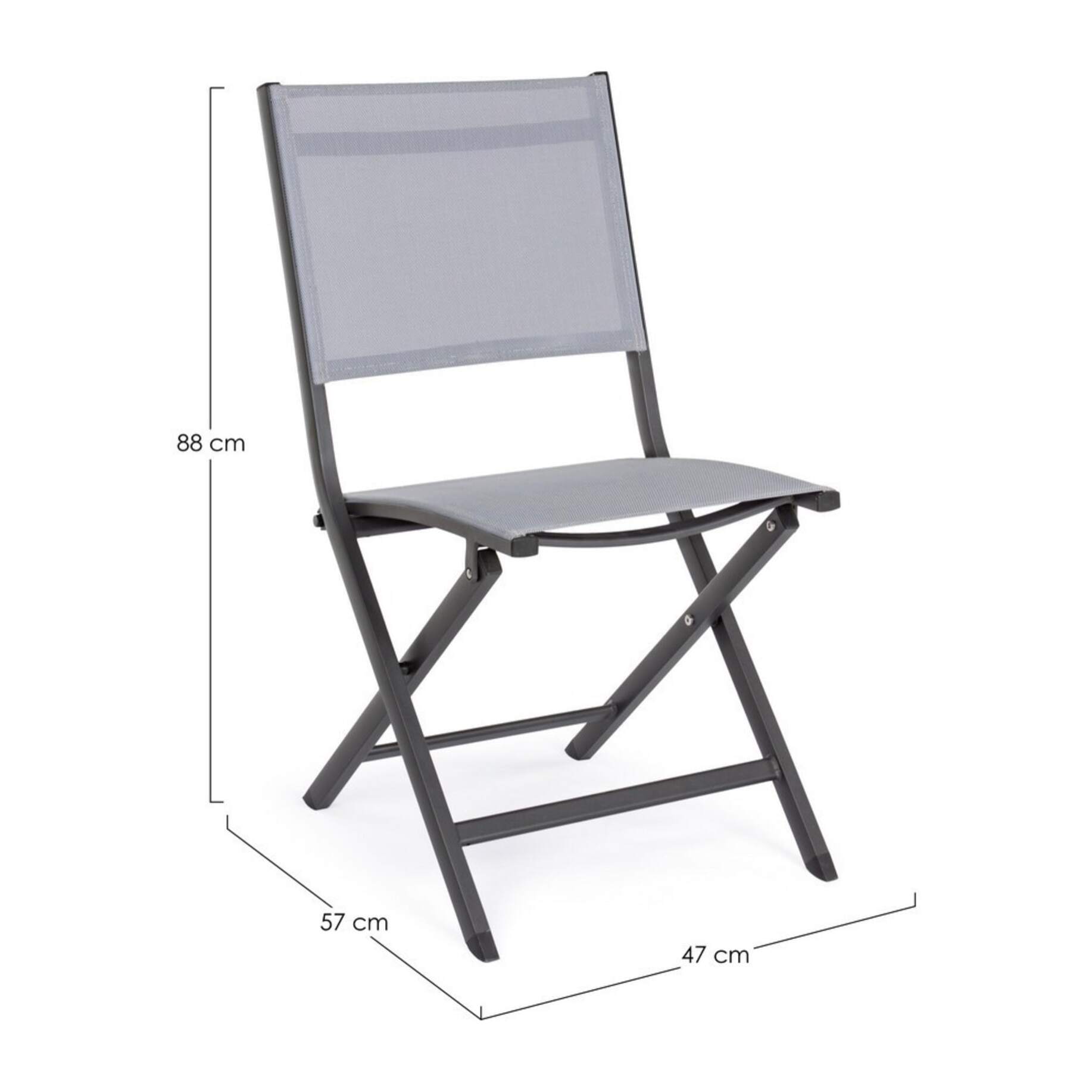 Set 4 sedie da giardino SINTRA in textilene grigio e struttura in alluminio antracite