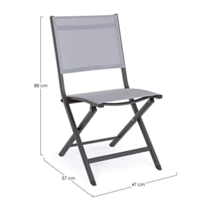 Set 4 sedie da giardino SINTRA in textilene grigio e struttura in alluminio antracite