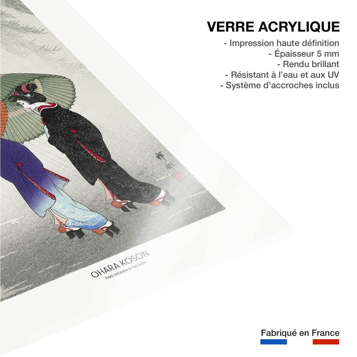 Tableau deux femmes sous la pluie  Tableau plexiglas