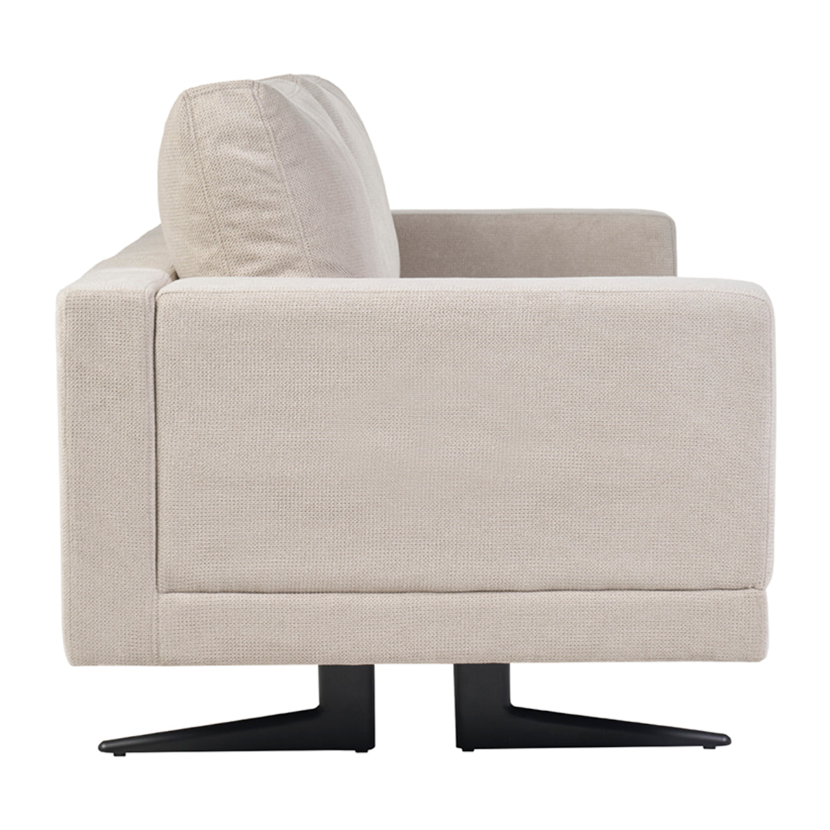 Canapé design 3 places en tissu chenille beige et métal noir LENNON