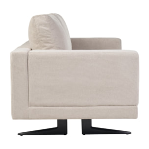 Canapé design 3 places en tissu chenille beige et métal noir LENNON