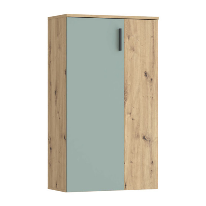 Armoire Meuble à Chaussures bois de chêne rustique et vert sauge – SHOES