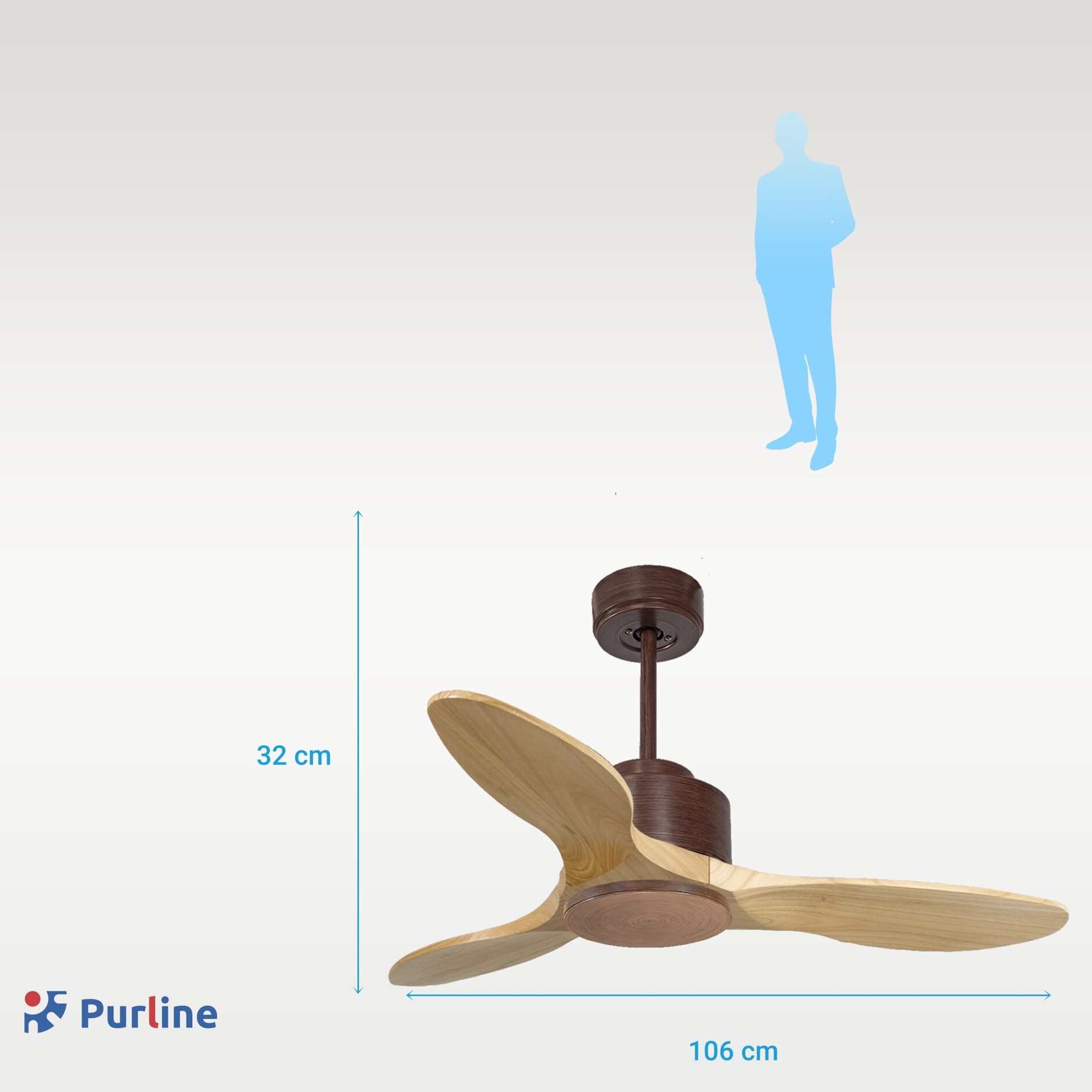 Ventilateur de plafond ø106 cm avec Wifi Réversible Hypersilence 40   W brun