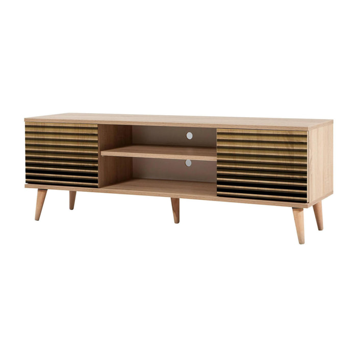 Mobile porta TV Dfantacc, Credenza da soggiorno, Armadio basso per TV, Base parete attrezzata, 140x40h50 cm, Quercia