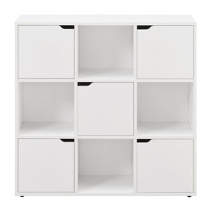 Mobile libreria moderna 9 cubi con 5 ante bianca - Ubli