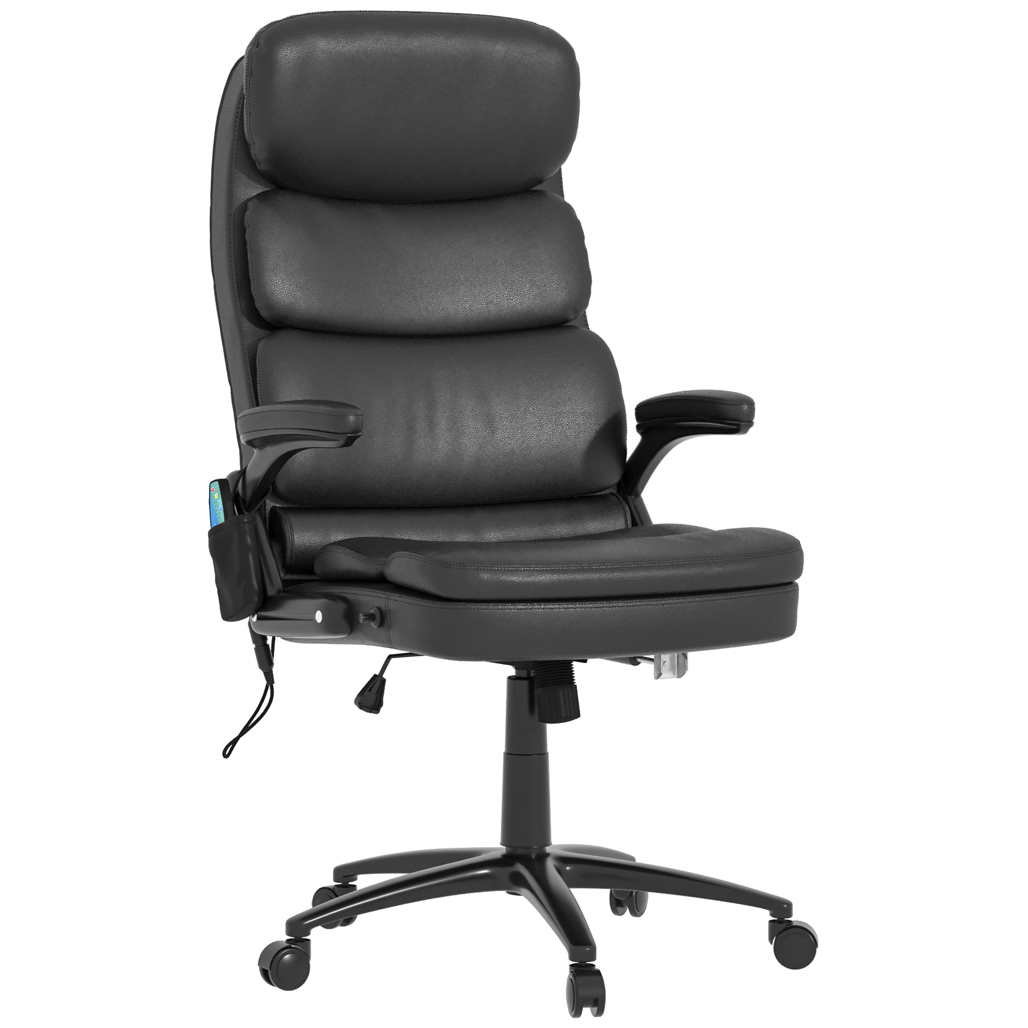 Fauteuil de bureau direction massant 6 points inclinable réglable synthétique noir