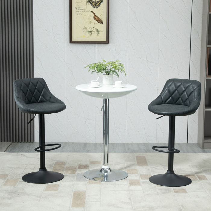 HOMCOM Conjunto de 2 Taburetes de Bar Giratorios con Altura Regulable Sillas Altas Modernas de Comedor con Base Redonda y Reposapiés 46x48x83-104 cm Negro