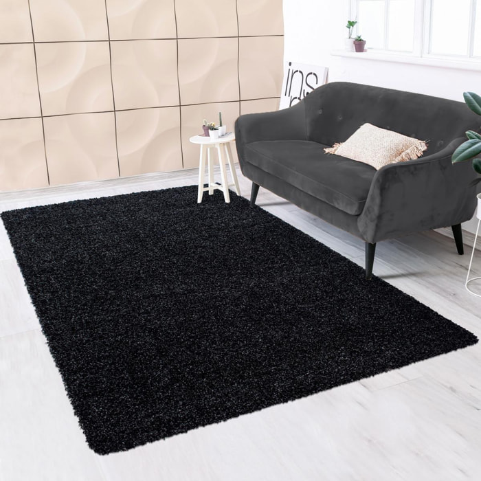 Tapis poils longs shaggy tissé motif uni ROCA