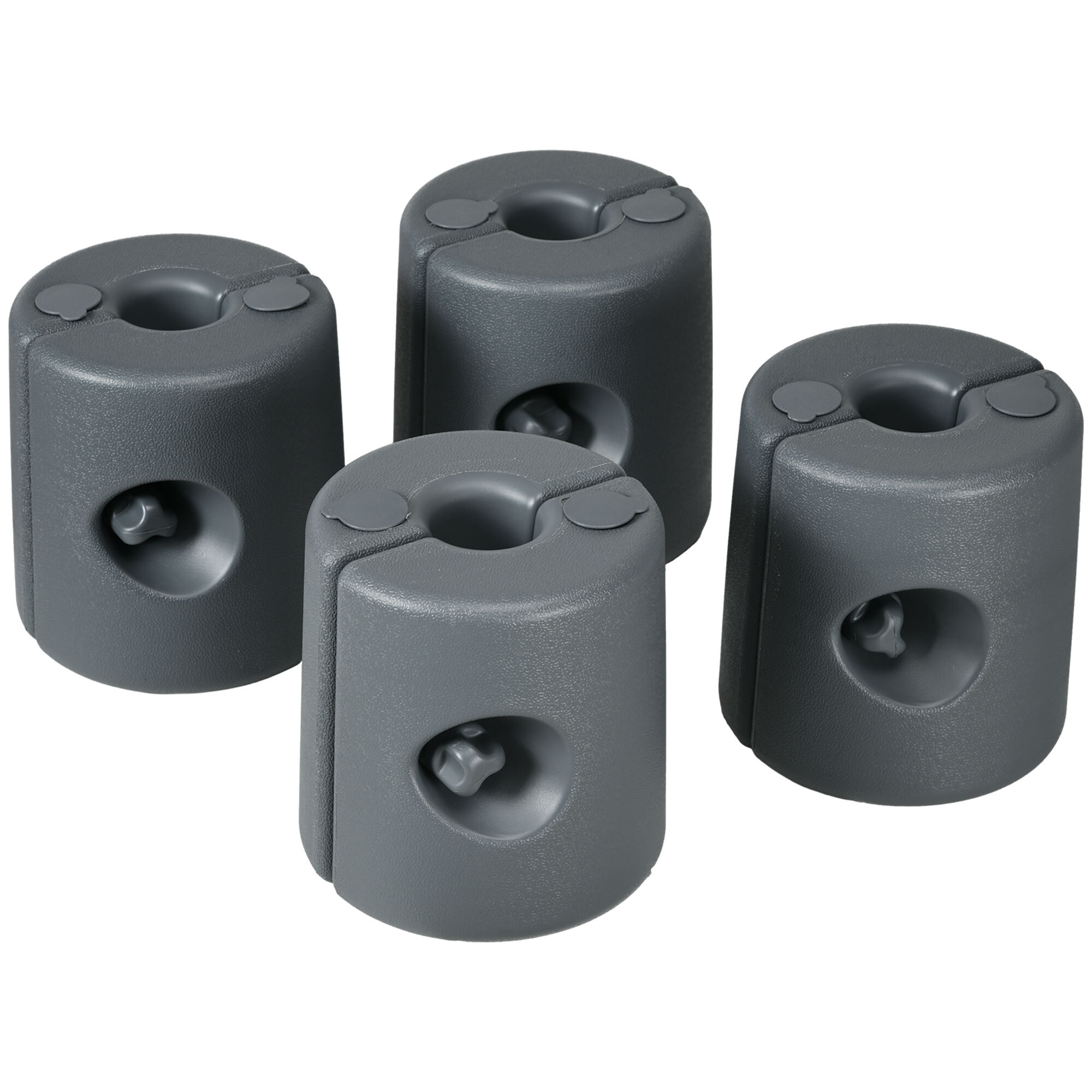 Lot de 4 poids de lestage cylindrique pour tonnelle barnum tente dim. Ø 22 / Ø 24 x 25H cm HDPE gris