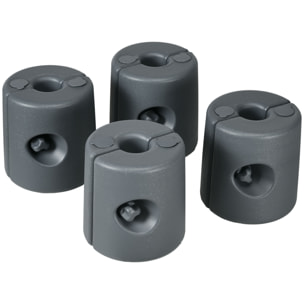 Lot de 4 poids de lestage cylindrique pour tonnelle barnum tente dim. Ø 22 / Ø 24 x 25H cm HDPE gris