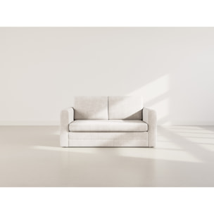 Marilia - Canapé 2 places convertible déplimousse en velours texturé - Beige