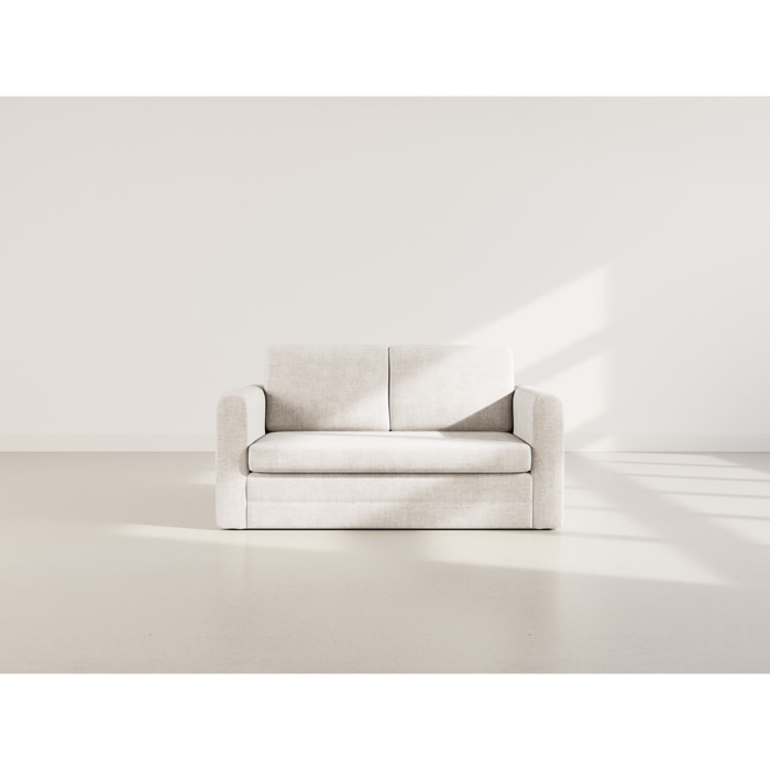 Marilia - Canapé 2 places convertible déplimousse en velours texturé - Beige