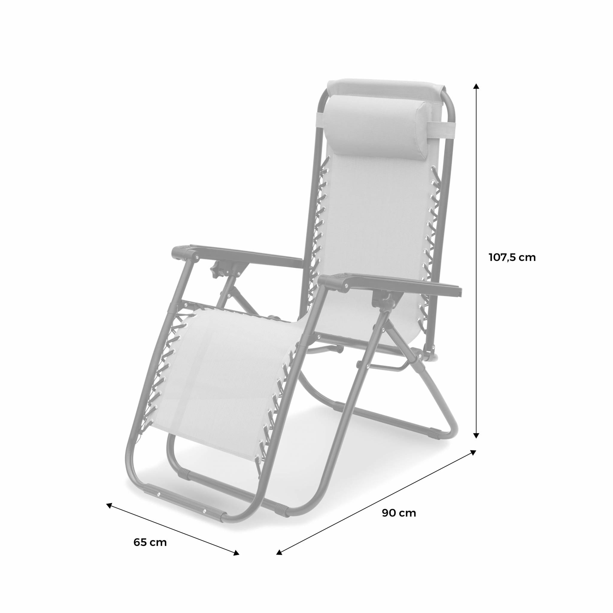 Lot de 2 fauteuils relax – Patrick – Textilène. pliables. multi-positions. taupe