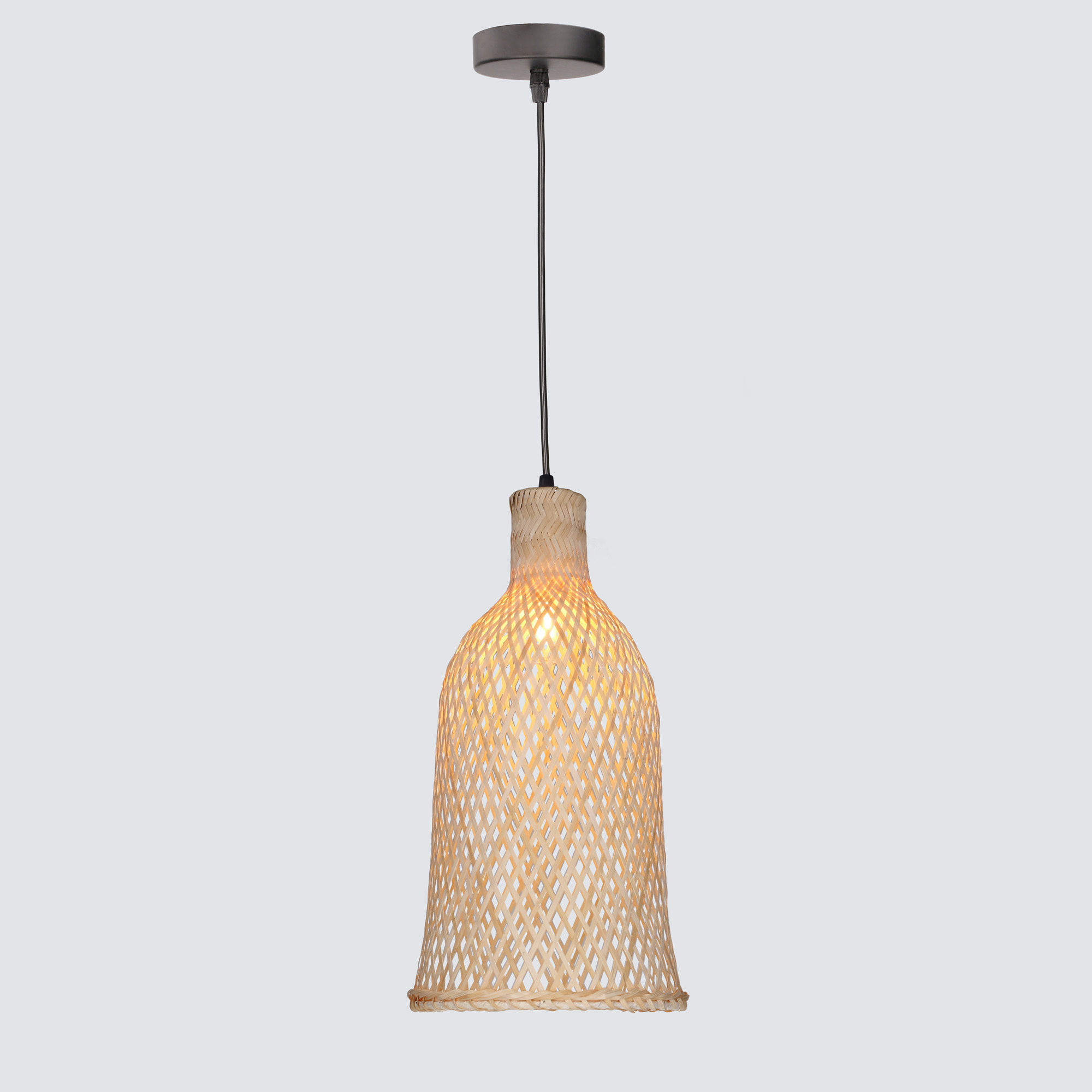 Forlight Riba - Lámpara Colgante De Techo De Ratán Natural - Lámpara De Techo Moderna De E