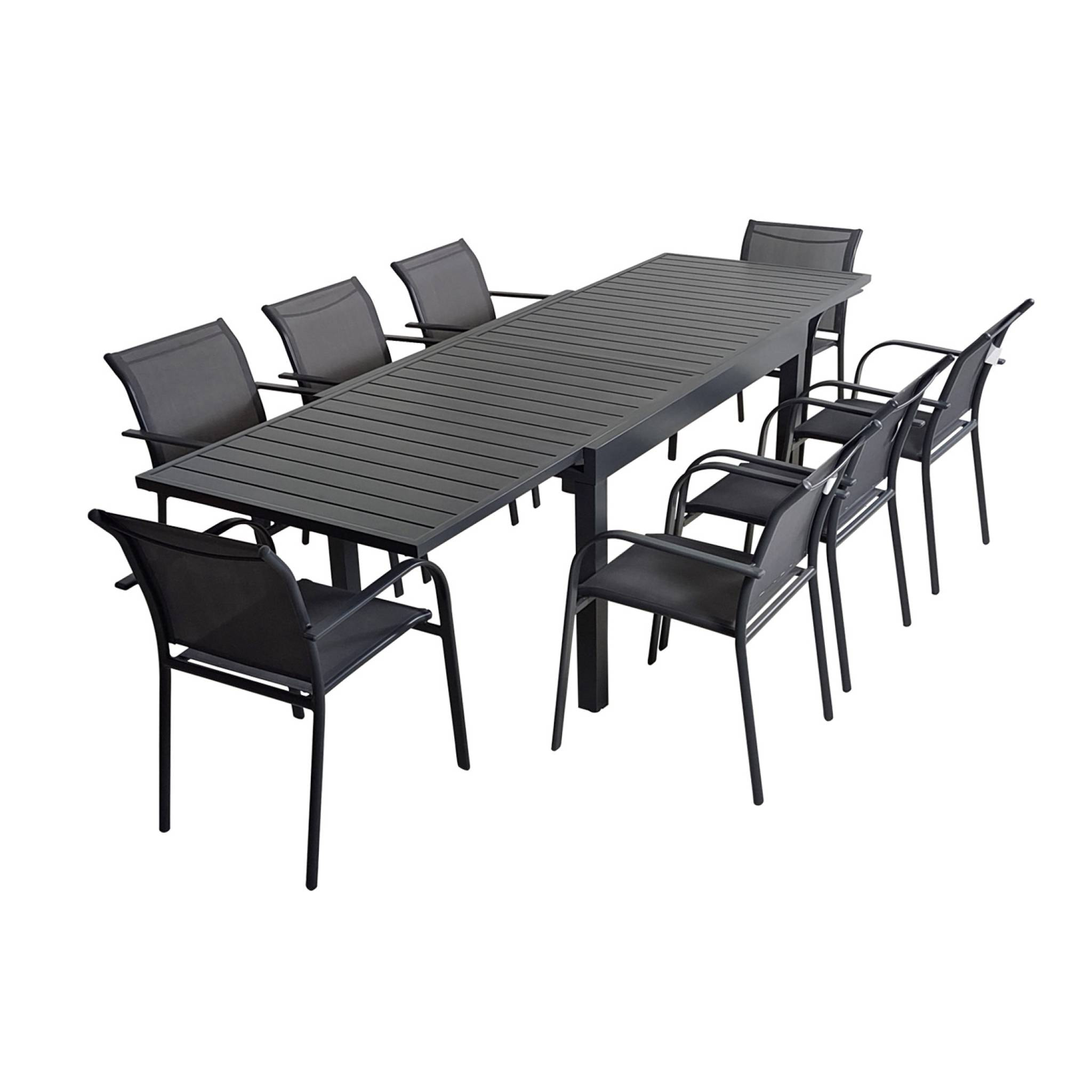 Table de jardin extensible aluminium + 8 assises ELORA + AMARA