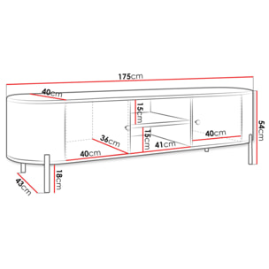Jaime - meuble tv 175 cm - 2 portes et 2 niches - Beige