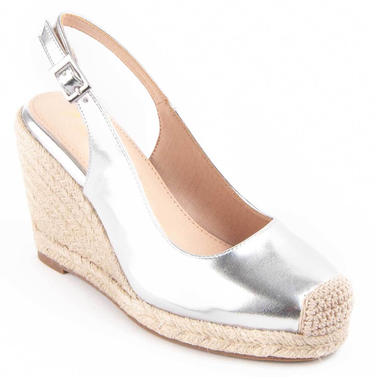 Alpargata De Cuña - Plateado - Altura: 8 Cm