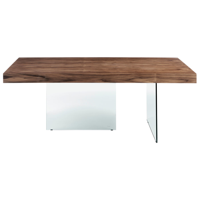 Mesa de Angel Cerda de nogal y cristal 200x100x75cm