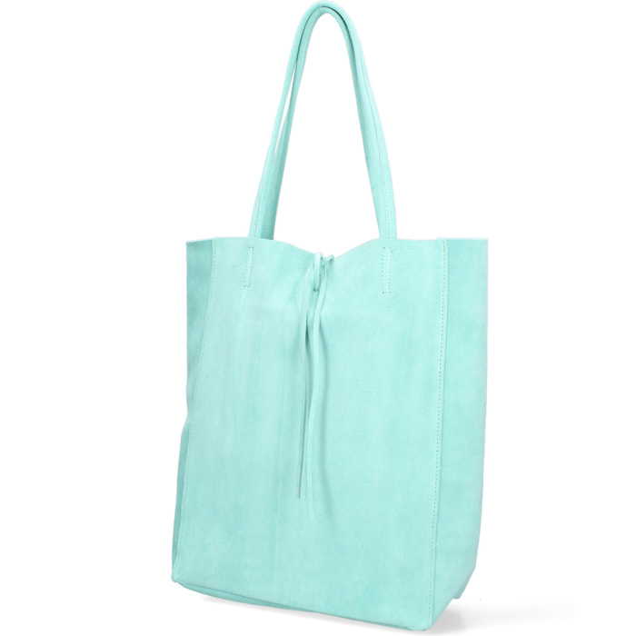 Borsa a mano da donna Made in Italy - Modello Lumena Prime - 100% pelle scamosciata - 28.0 x 35.5 x 12.5 cm