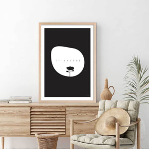 Affiche minimal seignosse Affiche + cadre en bois - Chêne