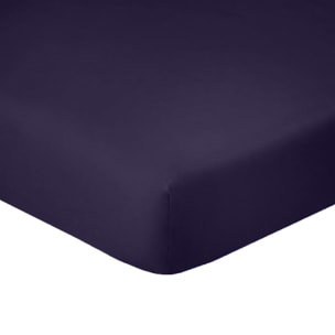 Lot de 2 draps housse - bonnet 35cm 100% coton 57fils bleu imperial