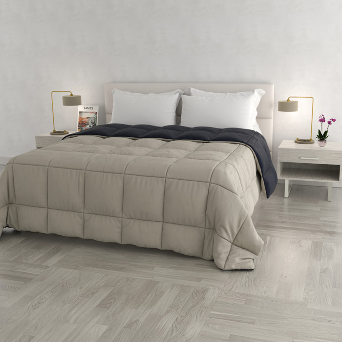 TRAPUNTA INVERNALE ELEGANT, 300gr, Microfibra, Doubleface, Made in Italy - BLU SCURO/GRIGIO CHIARO