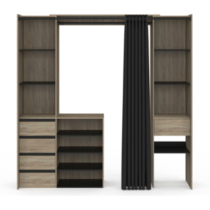 Dressing Justine extensible 120-180cm 5 tiroirs effet bois