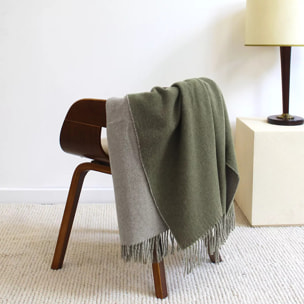 Plaid laine & autres fibres uni gris vert Duetto lichen