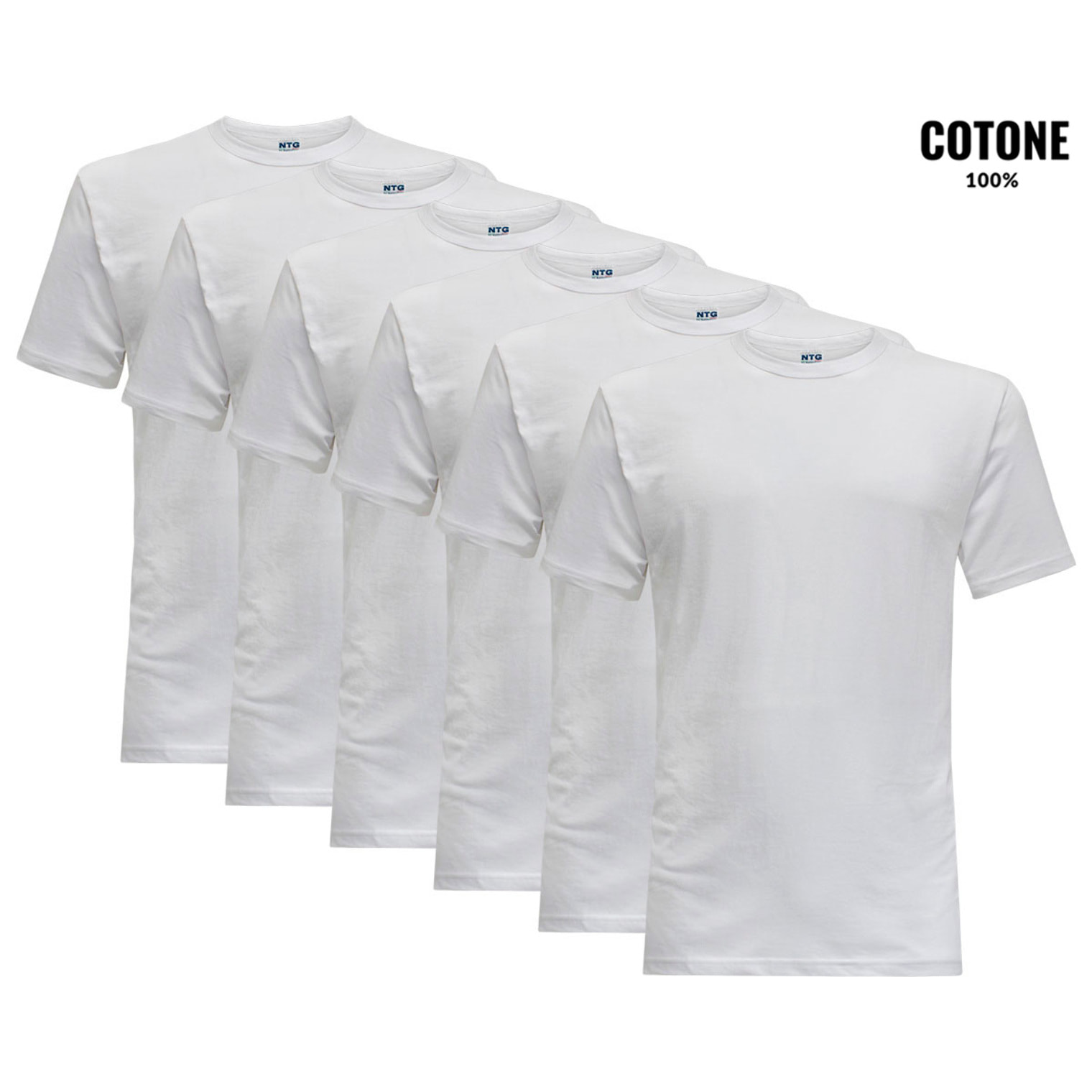 6 T-Shirt Uomo 100% Cotone NOTTINGHAM, Art. TM700 Girocollo