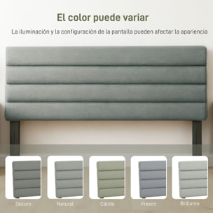 Cabecero de Cama 140 cm, Altura Ajustable 3 Niveles 106/116/126 cm, Cabezal de Cama Tapizado en Lino, Acolchado Linea, con Patas de Acero, Montado a la Pared, Cabecero para Dormitorio, Gris