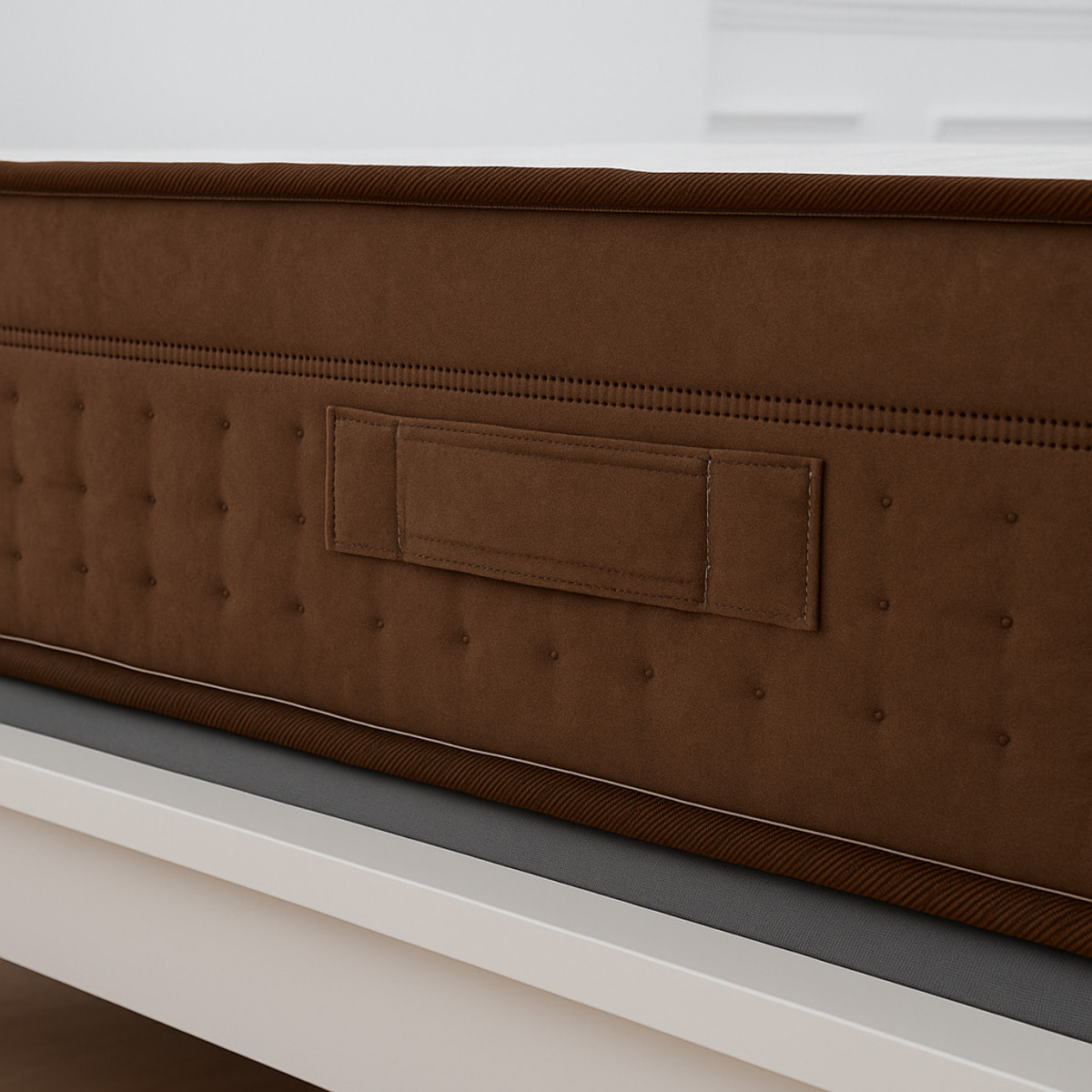 Materasso Ginflex Singolo 80x190 Memory Foam 2 Strati Fisso Altezza 25cm Tessuto Biocotton Con Fascia Perimetrale Di Velluto Marrone (Antiacaro - Anallergico - Antibatterico - Ergonomico)