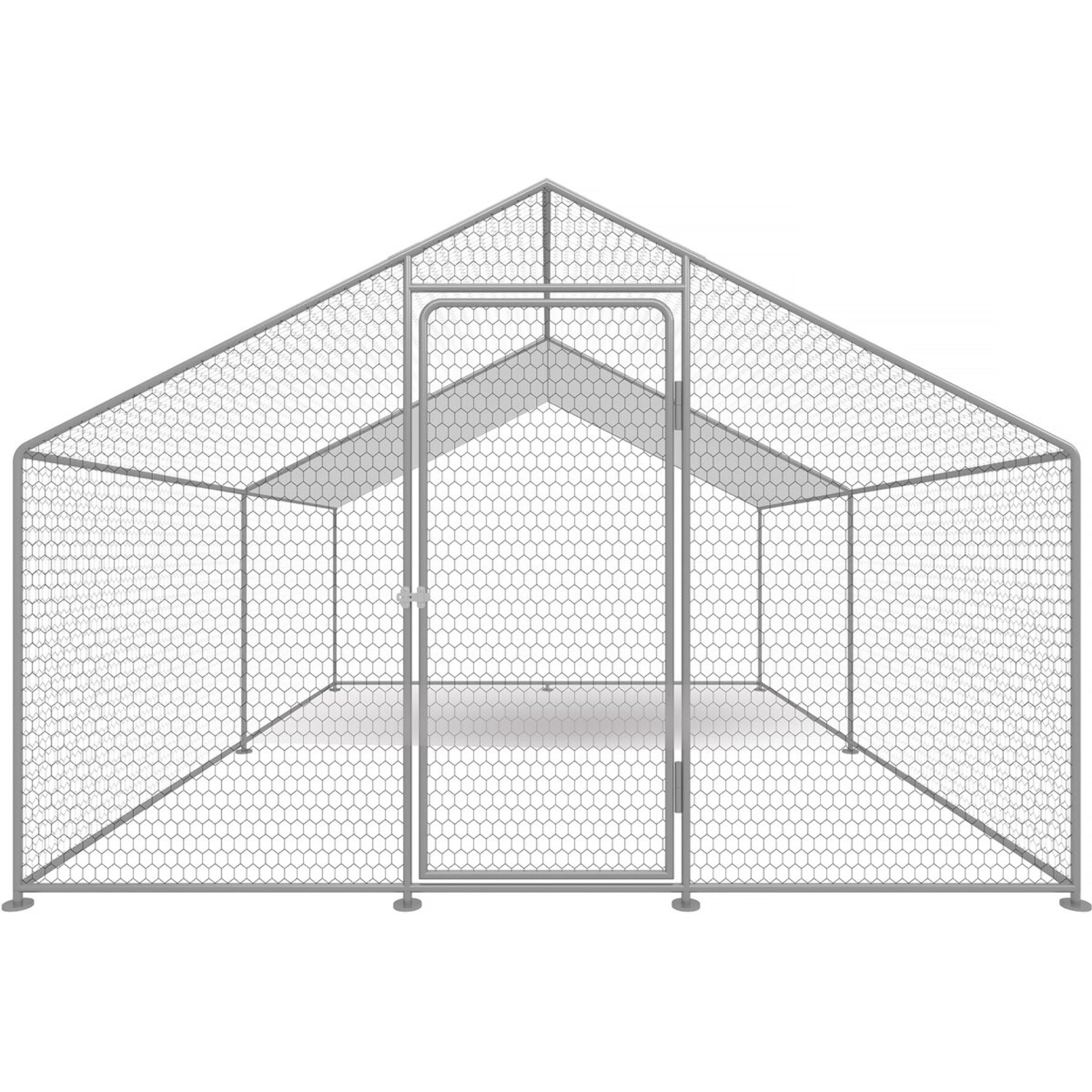Enclos à poules 12 m² parc grillagé 4 x 3 x 2 M acier galvanisé