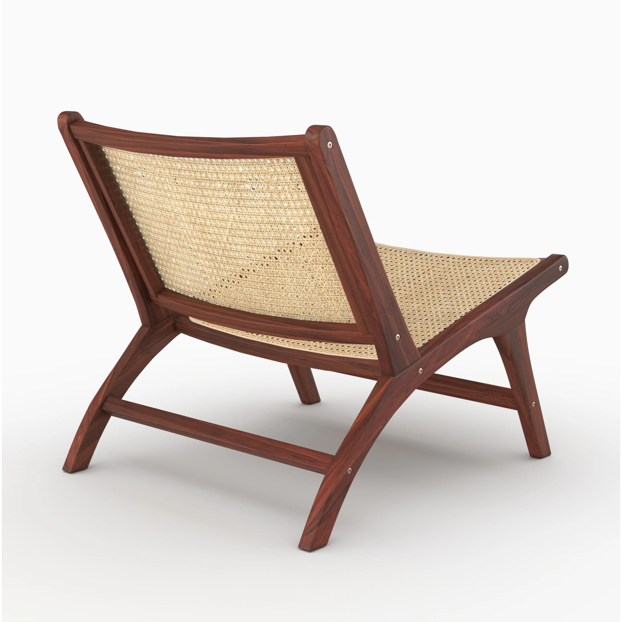 Fauteuil en bois de teck finition noyer et cannage en rotin - Kilka