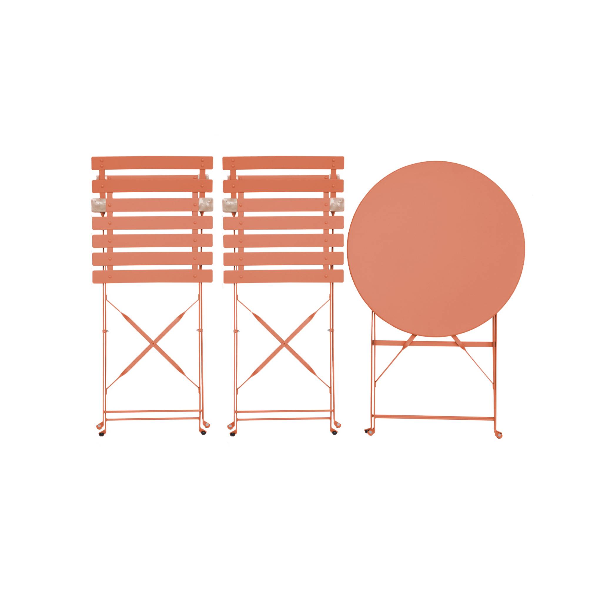 Table de jardin bistrot pliante métal + 2 assises EMILIA