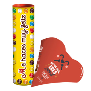 Set san valentín - megatubo lacasitos 1,5kg ''me haces muy feliz''+ caja bombones corazon mr.wonderfull (color y frase sorpresa)- regalo romántico y