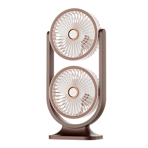 Ventilador doble de sobremesa con 5 velocidades y 3 intensidades de luz.
