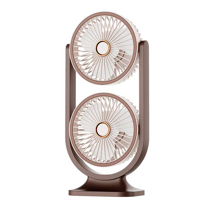 Ventilador doble de sobremesa con 5 velocidades y 3 intensidades de luz.