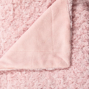 Plaid "Bouclette" fausse fourrure rose 120x160cm