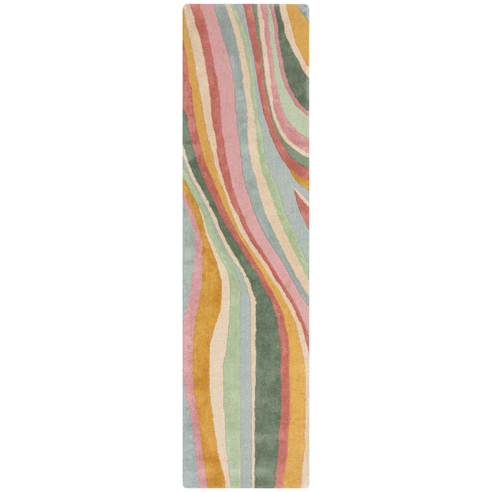 Tapis de couloir en laine ABSTRACT FLOW Rose
