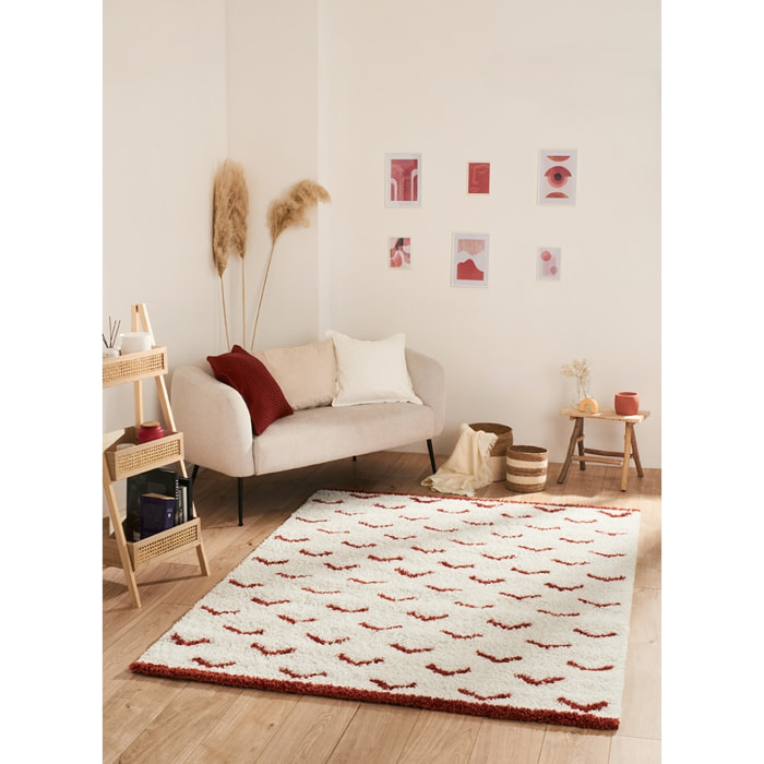 Terra - tapis shaggy de salon en laine artificielle terracotta