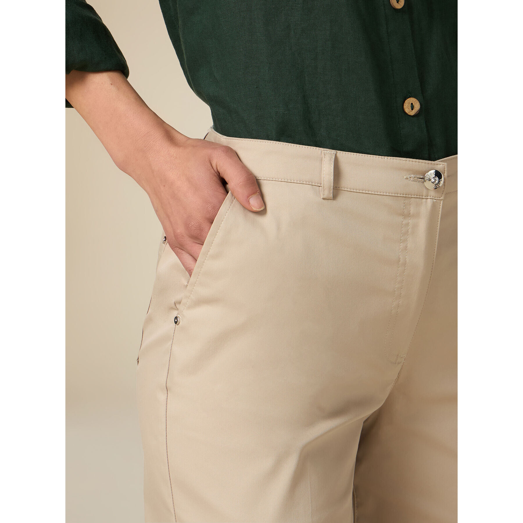 Oltre - Bermudas con mezcla de algodón - Beige