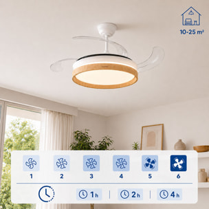 Ventilador de Techo con Luz LED y 4 Aspas Retráctiles Woteez InnovaGoods Madera 72 W Ø49-104 cm