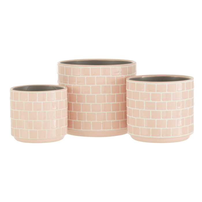 J-Line cache-pot Brillant - céramique - rose - large - Ø 17 cm