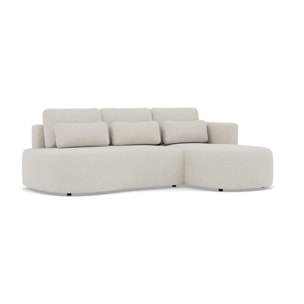 Mahina - canapé d'angle droit 4 places convertible avec coffre en tissu texturé - Beige